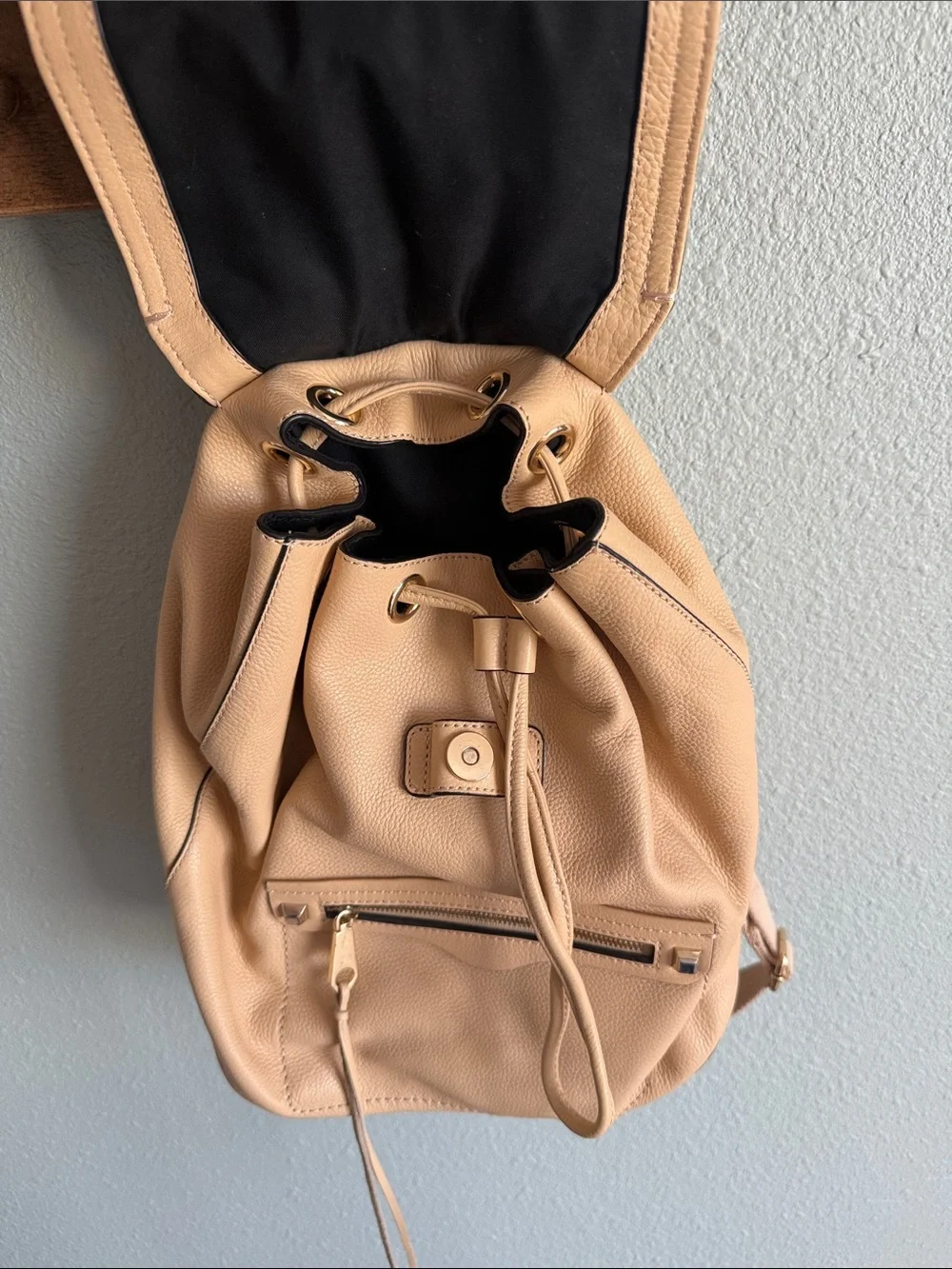 Rebecca Minkoff Beige Leather Mini Backpack Purse